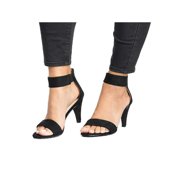 Women's Ladies Mid Low Block Heel Sandals Ankle Strap Work Smart Shoes Size 10.5 